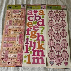 Heartfelt Pink Wall Stickers Set Bridal Love Sentiments Letters